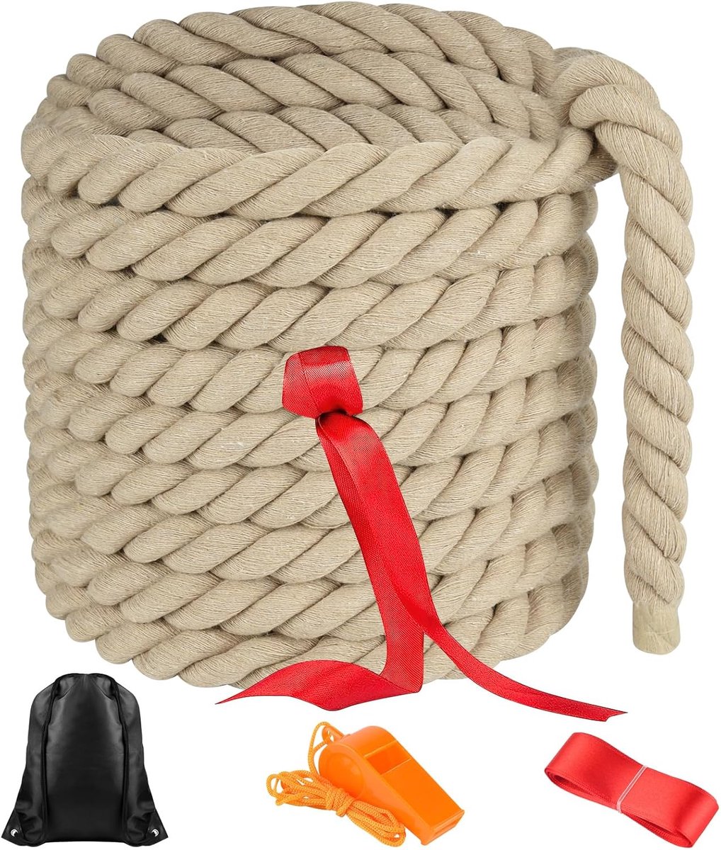 SnelShoppen - 20FT Touwtrek Touw voor Kinderen en Volwassenen - Outdoor Spellen voor Feest, Camping, Tuin, Familie Reünie, BBQ, Khaki