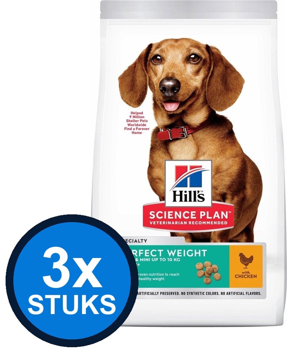 3x Hill's - Science Plan dog ad weight S chicken 1,5kg - Hondenvoer - 1.5 kg