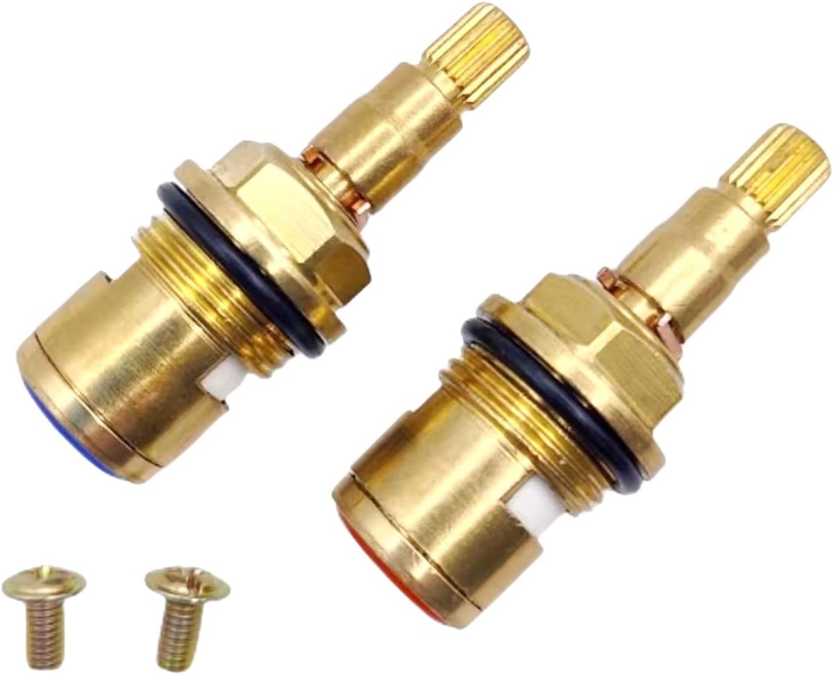 SnelShoppen - 2x Keramische Kraan Cartridges Vervangingsset Messing Kraan Bushings Reparatieset 1/4 Rotatie Tap Cartridges voor Badkamer Keuken (Lang
