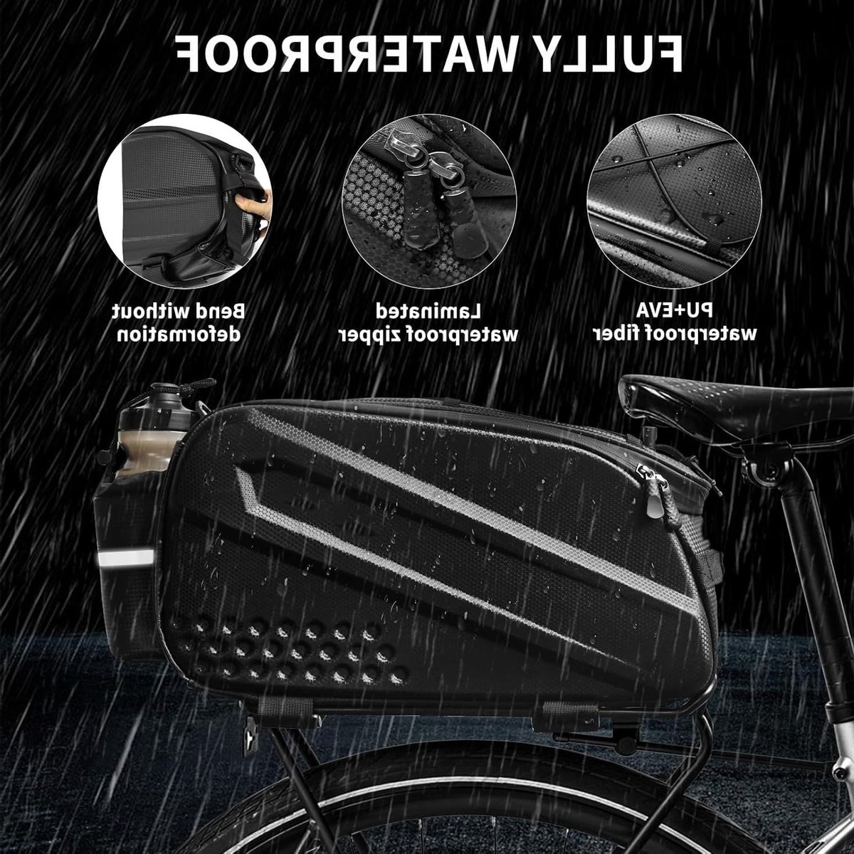 Waterdichte en Reflecterende Fietstas voor Pannier Rack - 14 Liter met Regenhoes, Ideaal voor Fietstochten en Dagelijks Gebruik