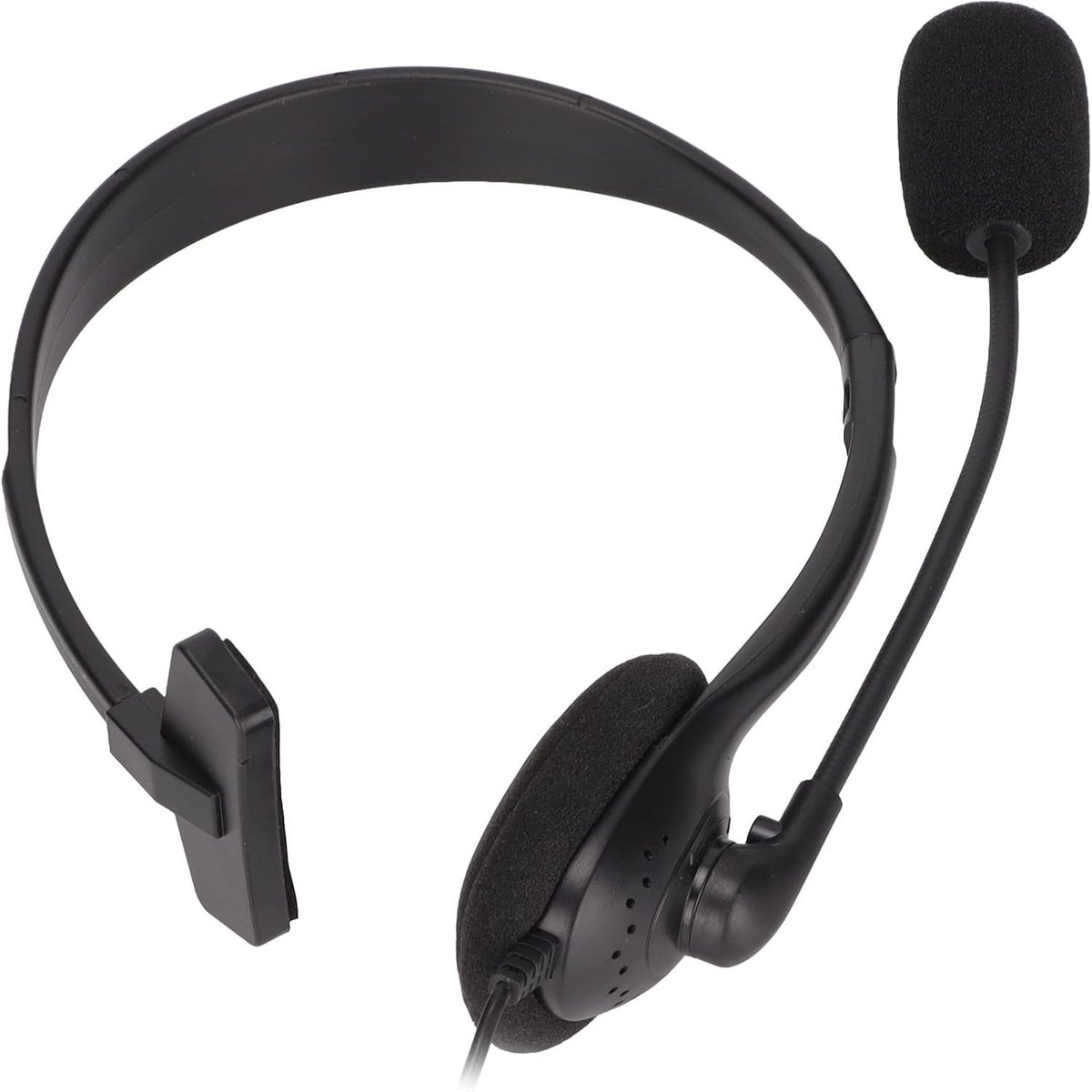 SnelShoppen - Headset met Microfoon 3.5mm Plug, Ruisonderdrukkende Enkele Oor Klantenservice Headset voor Computer, Zwart, Lichtgewicht Comfortabel On