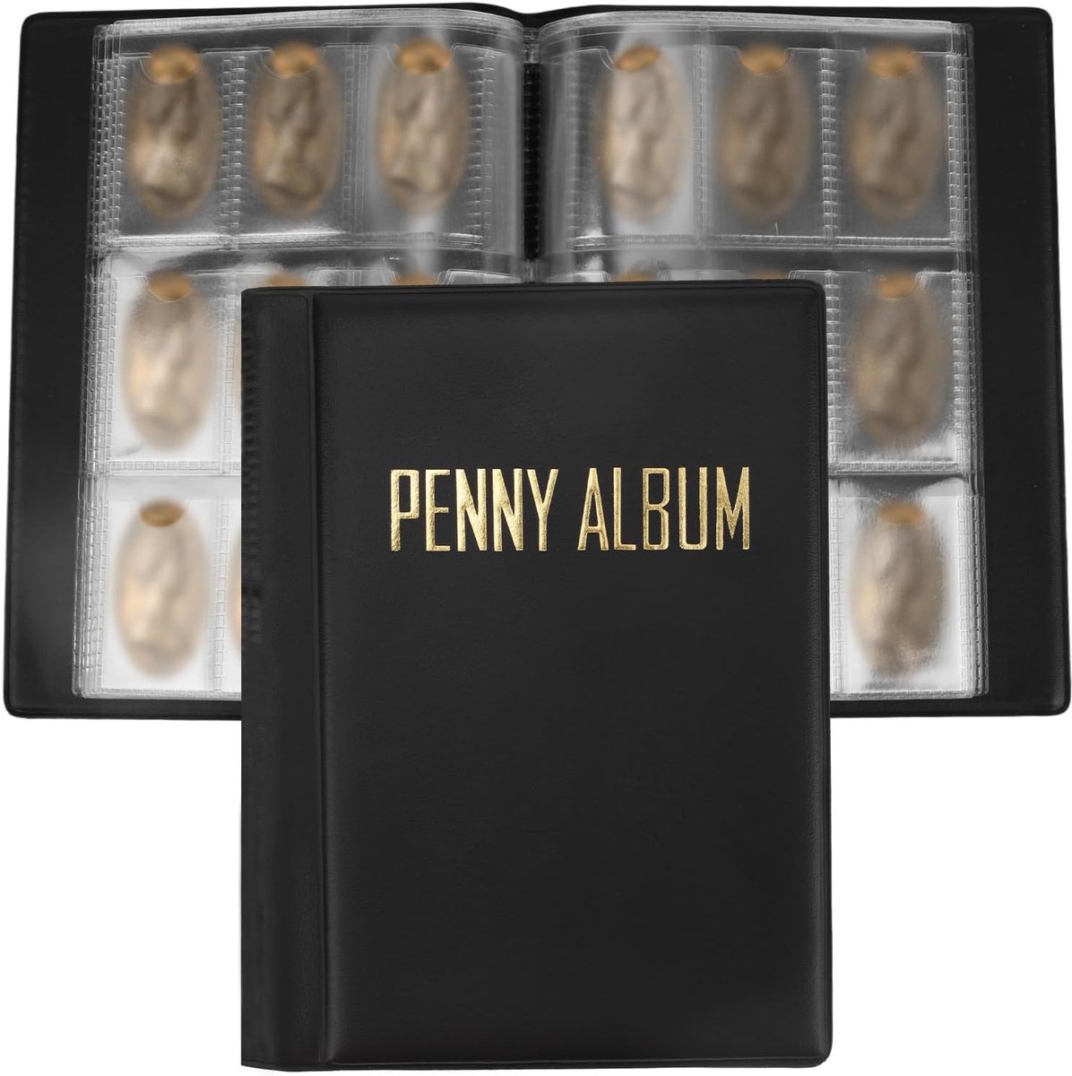 SnelShoppen - Pressed Penny Collector Book 15.5x11.5cm - Compact PVC Album voor 108 Elongated Pennies - Ideaal voor Reis en Thuis - Zwart