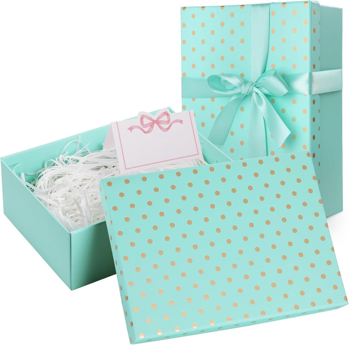 SnelShoppen - Geschenkdoos met Deksels 25x18x8,5 cm - Bruidsmeisje Voorstel Doos met Wenskaart, Lint, Raffia Versnipperd Papier - Perfect voor Bruilof