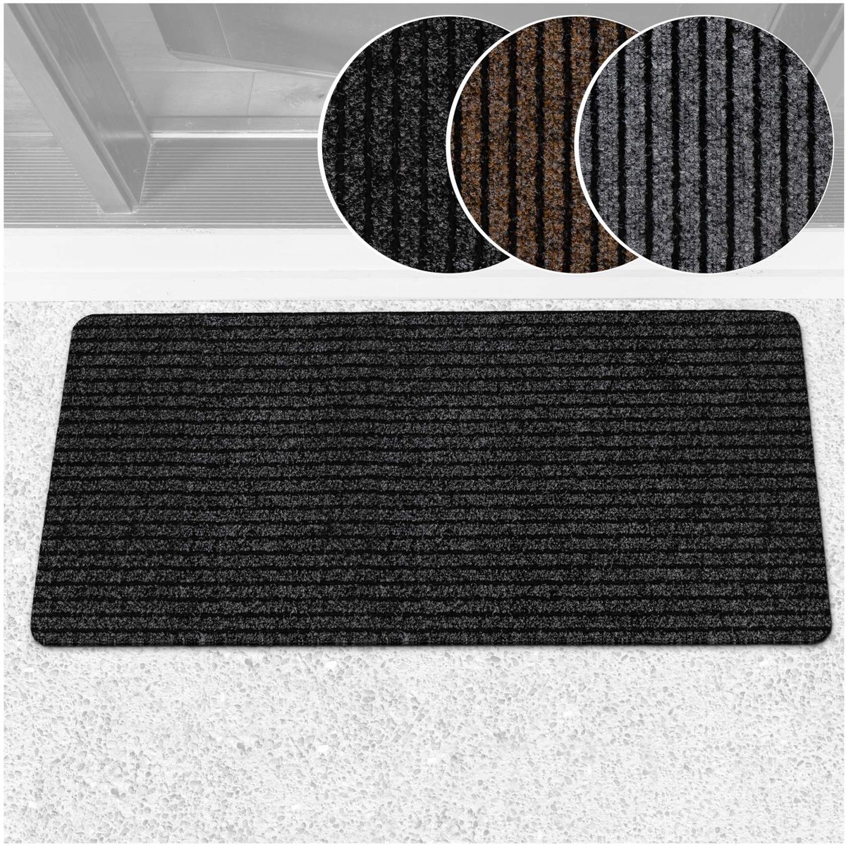ANRO Mischa Deurmat Zwart 100x50 cm - Antislip - Rubberen rug