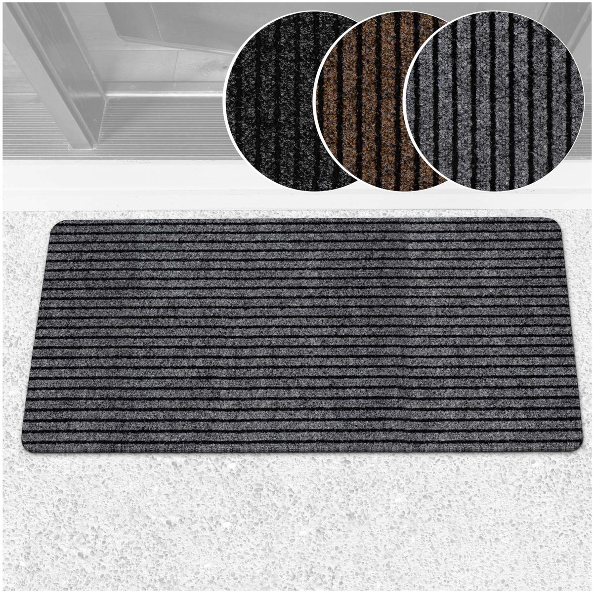 ANRO Deurmat Mischa Grijs 100x50cm – Schoonloopmat Antislip Rubber
