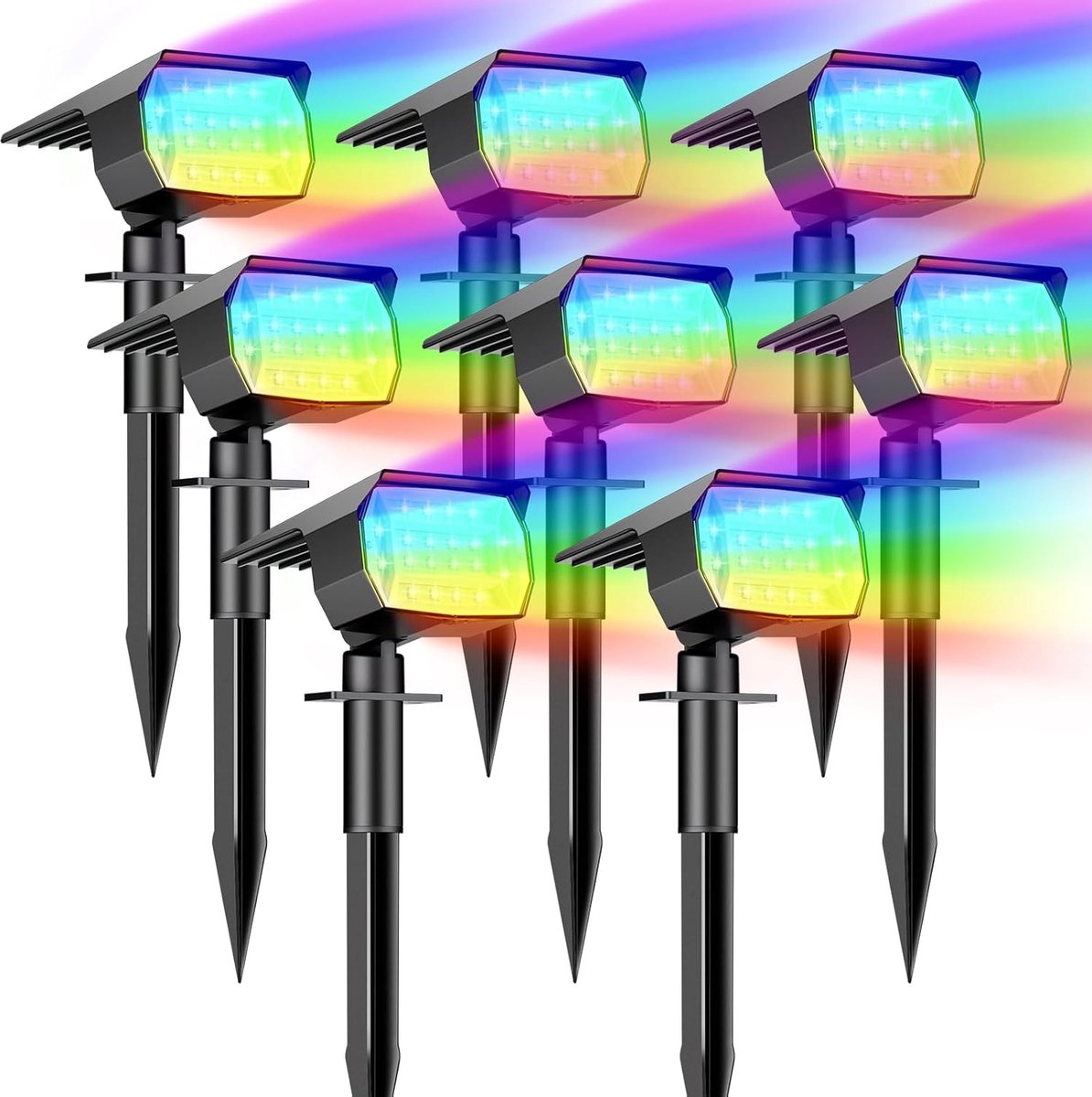 SnelShoppen - Pack van 8 Solar Lights Buiten - 72 LED Tuinlamp Waterproof IP65 met 3 Verlichtingsmodi - 120 Graden Verstelbare Zonneschijnlamp voor Tu