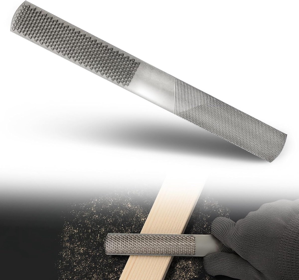 SnelShoppen - 4-in-1 Hout Vijl Grater - 20cm Hoogwaardig Staal Handgereedschap - Plat, Half-Rond, Rond en Rasp Oppervlak - Voor Hout, Zacht Metaal en
