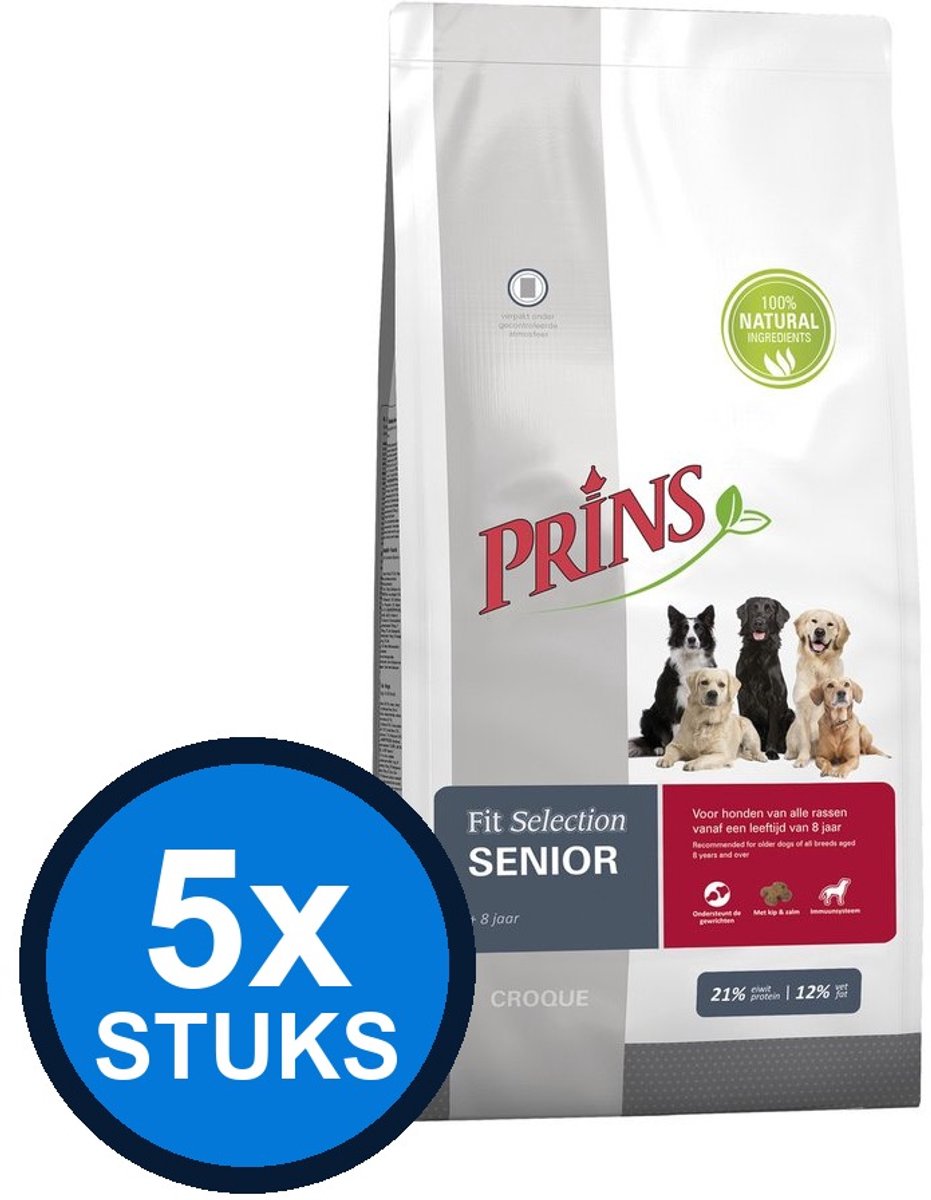 5x Prins - Fit Selection dog senior 2kg - Hondenvoer - 2 kg