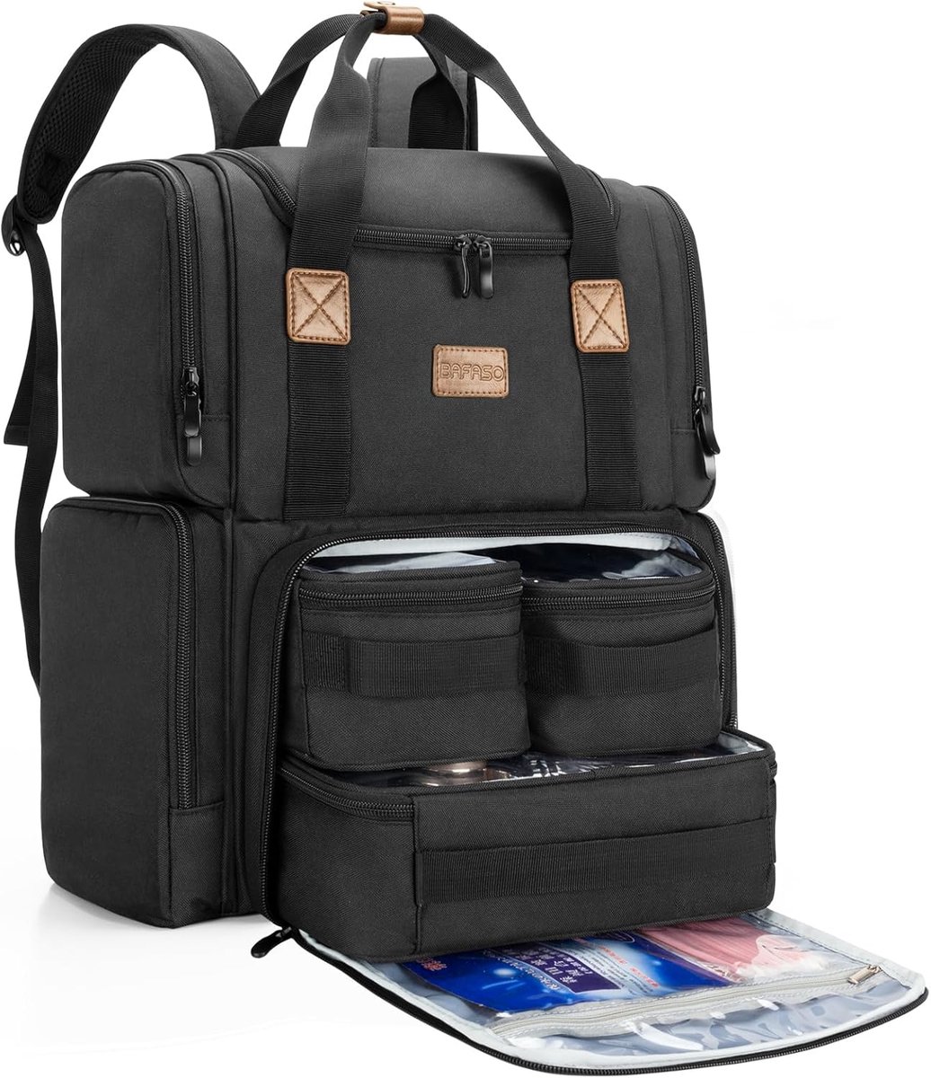 SnelShoppen - Makeup Backpack met 3 Verwijderbare Binnenzakken, Reis Make-up Tas met Meerdere Vakken, Zwart, Duurzaam Nylon, Perfect voor Reizen en Da