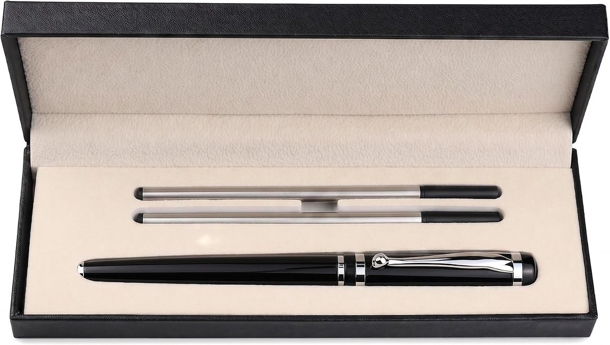 SnelShoppen - Luxe metalen balpen met geschenkdoos, gepersonaliseerde balpen met 2 navullingen zwarte inkt, perfect voor vrienden, collega's en klasge