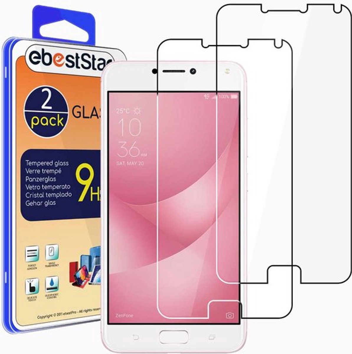 ebestStar - {2 Stuks} Gehard glas geschikt voor Asus Zenfone 4 Max ZC554KL (Pro, Plus), Screen Protector Cover, Schermbeschermer Tempered Glass