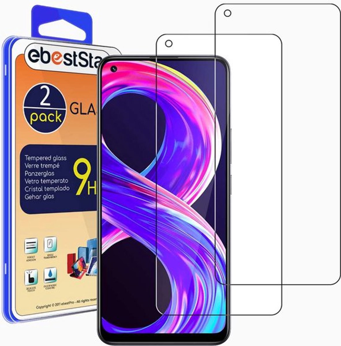 ebestStar - {2 Stuks} Gehard glas geschikt voor Realme 8 Pro, Realme 8 (No 5G), Screen Protector Cover, Schermbeschermer Tempered Glass