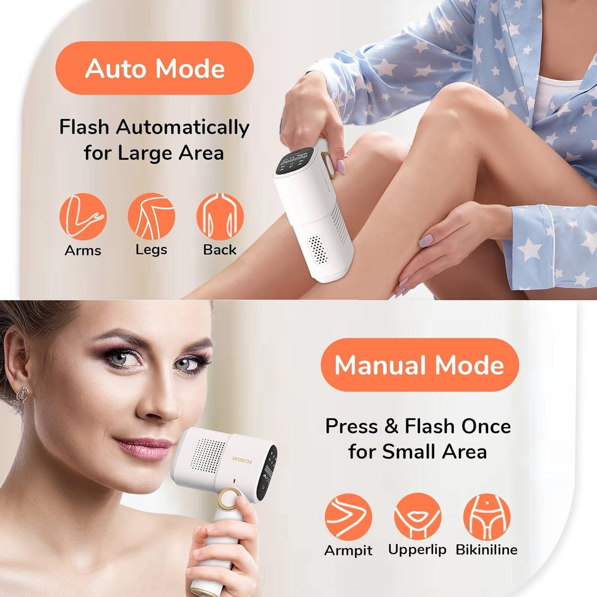Thijox - IPL-apparaat ontharing voor mannen en vrouwen, 999.999 flitsen, pijnloos laser ontharingsapparaat voor gezicht, oksels, armen, rug, bikini en thumbnail 5