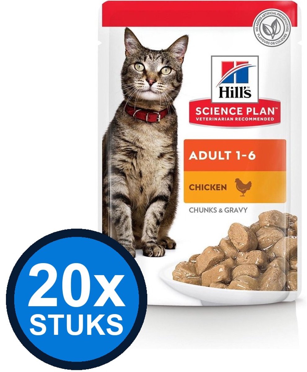 20x Hill's - Science Plan cat adult chicken single 85gr - Kattenvoer - 85 g