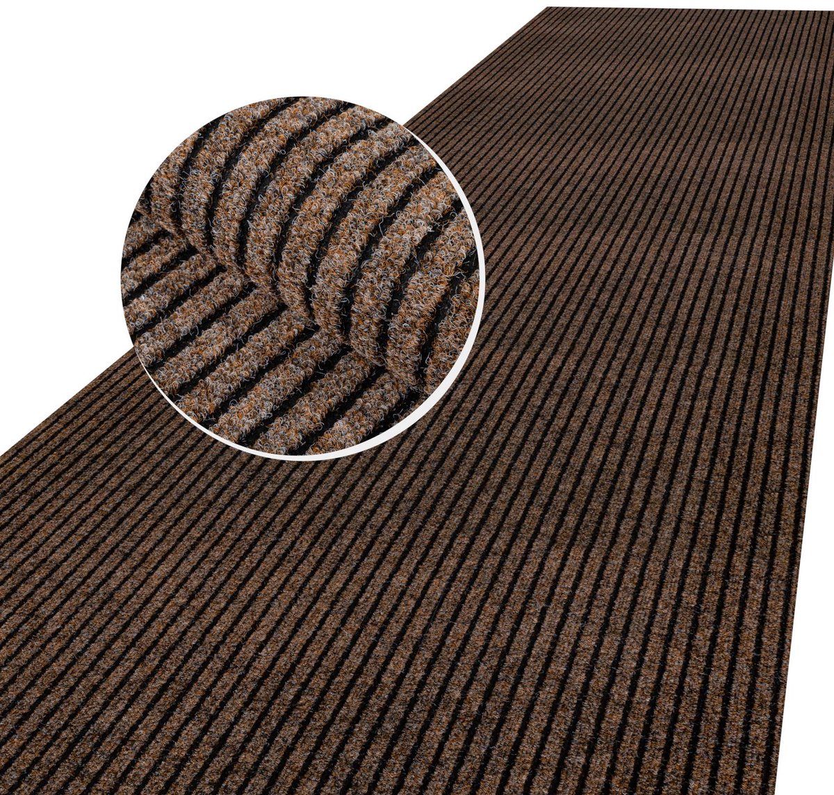 ANRO Loper Mischa Bruin 500x160cm – Schoonloopmat Antislip Op Maat