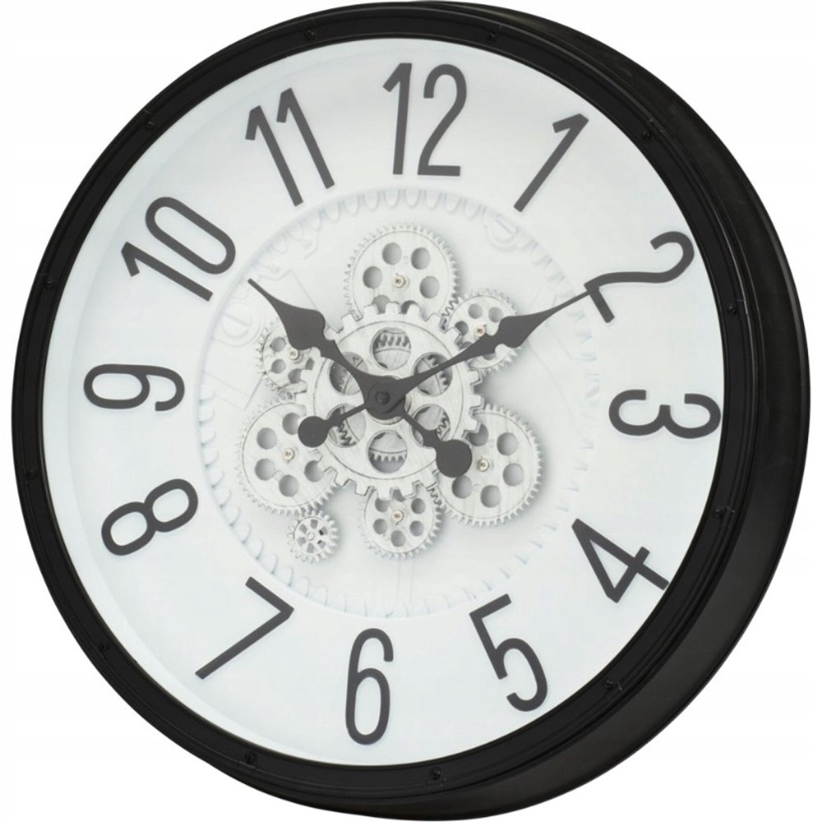Wandklok 50 cm met roterend uurwerk Kunststof Zwart