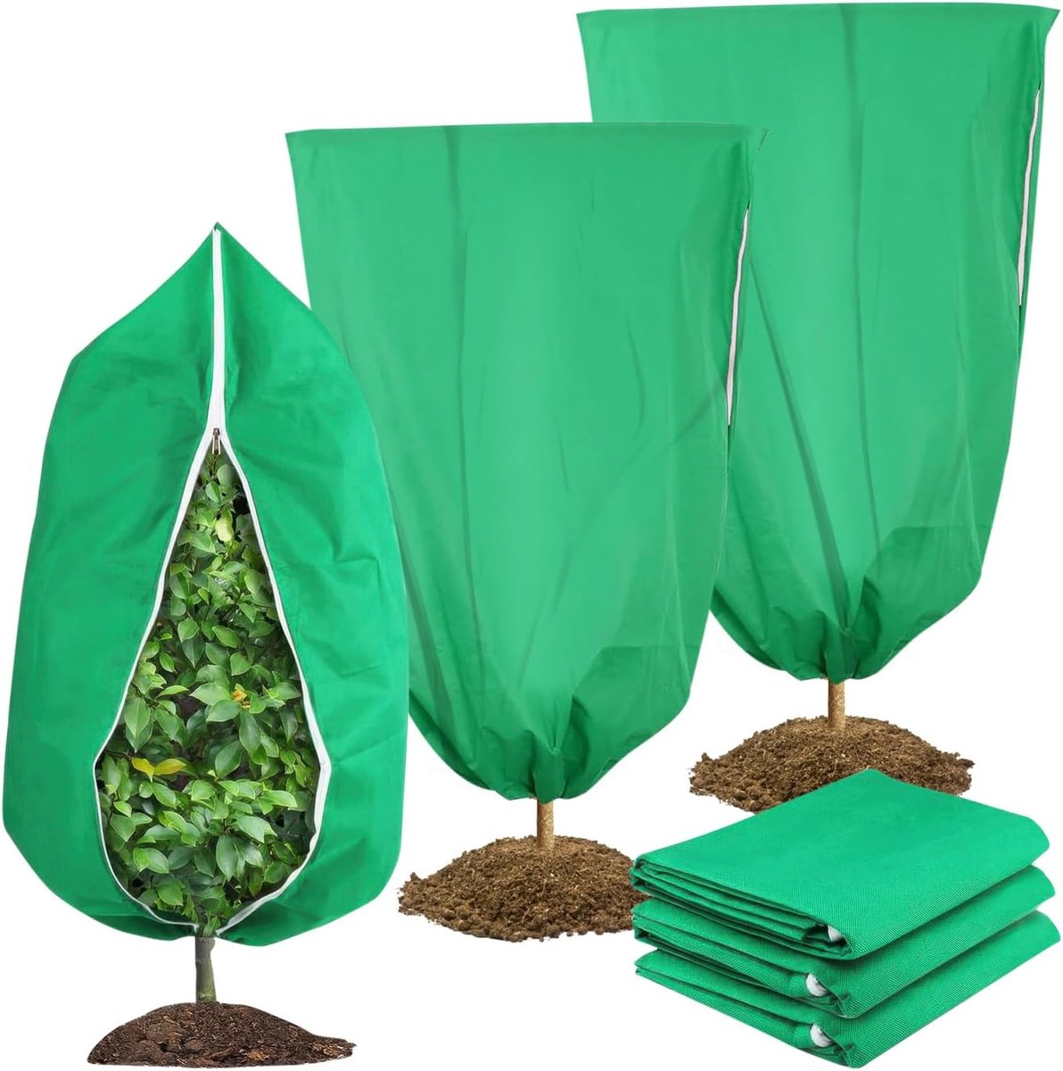 Winterbescherming voor Planten 80 x 120 cm met Rits en Koord - Vorstbescherming voor Olijfbomen, Palmen en Potplanten