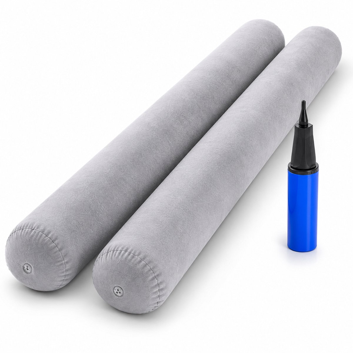 Opblaasbare Bedhekjes voor Kinderen 130cm - Bedrail voor Peuters - Valbescherming voor Bed - Geschikt voor Reizen - 2 Stuks Grijs