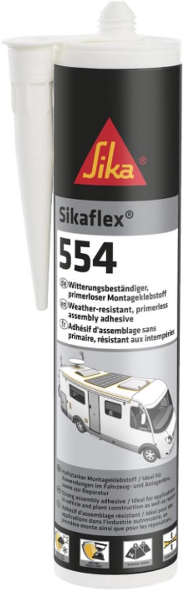 Sika – Sikaflex 554 zwart – Montagelijm – ideaal voor grote onderdelen en hoge dynamische belastingen – verouderings- en weerbestendig – 300 ml
