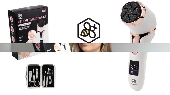 Beeperfect® Elektrische Eeltverwijderaar met Stofzuigsysteem - Voetvijl - Eeltvijl - Draadloos en Oplaadbaar - IPX7 Waterdicht - Inclusief 6 Eeltschijven - Incl. pedicure set