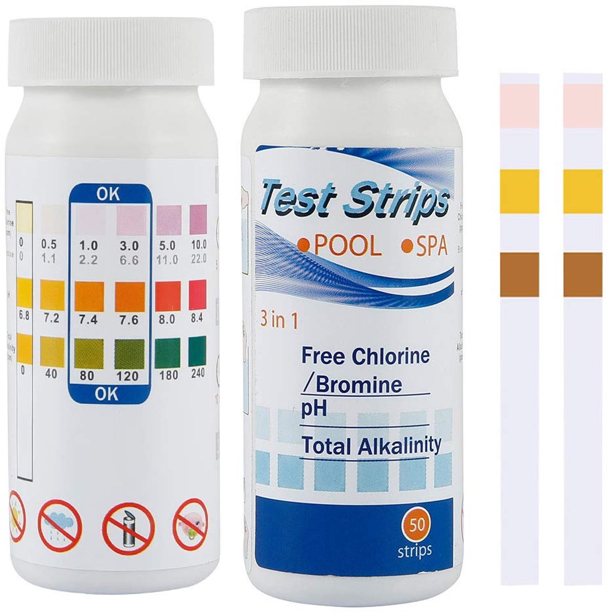 100 Stuks Zwembad en Jacuzzi test strips 3 in 1 - PH waarde en chloor - Pool - Chloor - Waarde High quality - Watertester