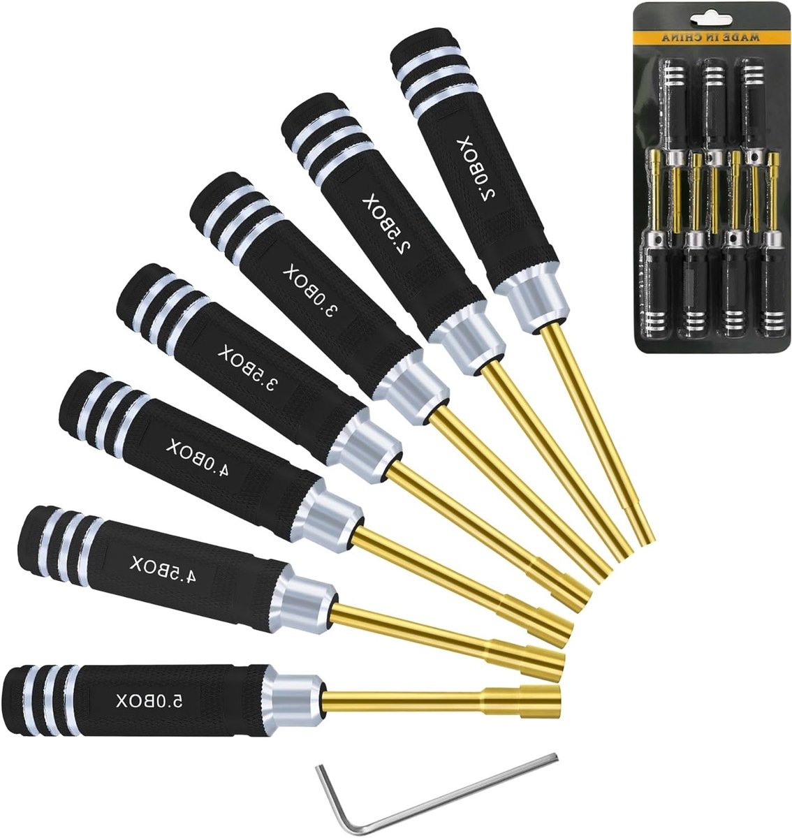 Set van 7 Stuks Metrische Zeskantmoeren Schroevendraaiers 2mm tot 5mm voor RC Modellen en Auto's
