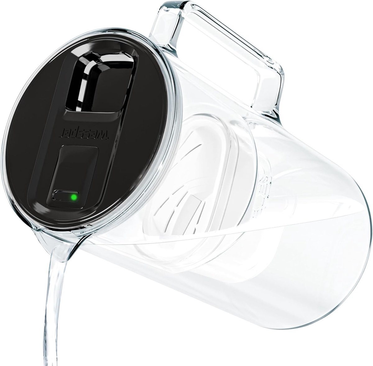 SnelShoppen - Waterfilterkan met LED Indicator, 3 Liter, Glazen Waterfilterkan, BPA-vrij, Zwart, Ideaal voor Keuken en Camping