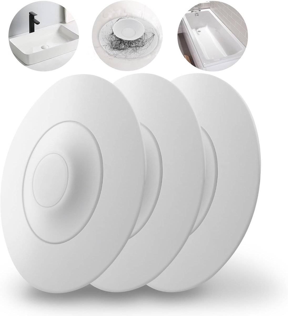SnelShoppen - Silicone Afvoerplug Universeel - Wasbak Stopper en Badkuip Stopper met Druk en Haarfilterfunctie - Praktische Afvoerfilter voor Keukens,