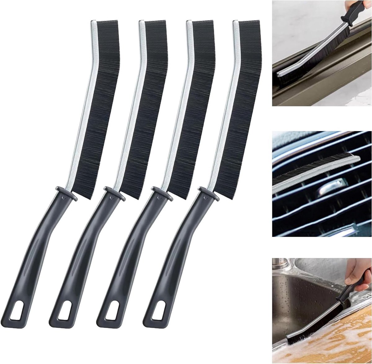 Set van 4 Schoonmaakborstels voor Tegelvoegen, Harde Borstels voor Nauwe Kieren, Ideaal voor Badkamer en Keuken, Grout Reinigingsborstel voor Dieptereiniging
