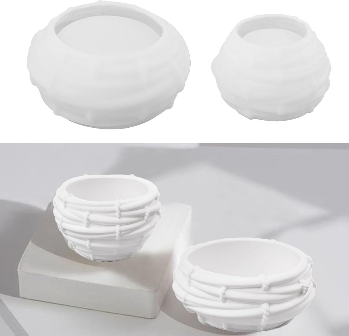 SnelShoppen - Silicone Mallen Set van 2, Vogel Nest Mallen, Silicone Mallen voor Kaarsen, Resin Mallen, Herbruikbare Mal voor Beton en Gips, Creatieve