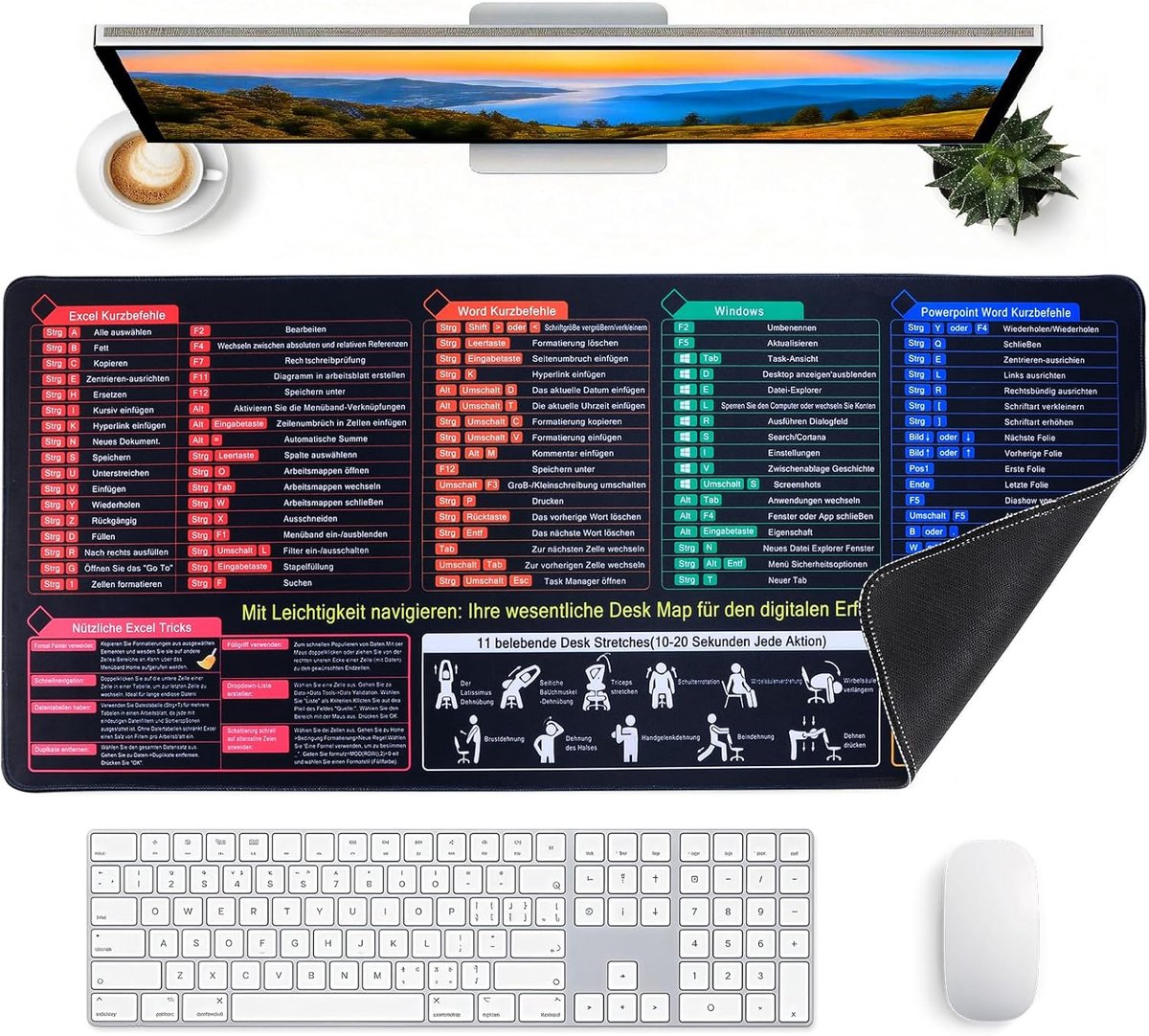 SnelShoppen - XXL Rubber Mouse Pad 900x400mm - Non-Slip Waterproof Excel Desk Pad voor Kantoor, Gaming, Thuis, Word, PPT, Windows