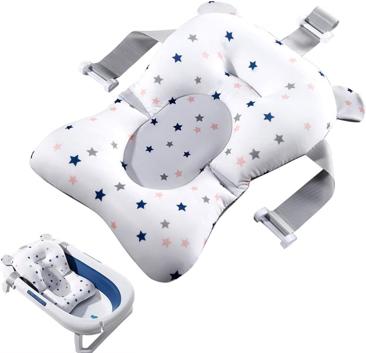 SnelShoppen - Baby Badmat - Nieuweborn Badkussen en Badstoel voor Pasgeborenen - Baby Badkussen voor Baby's 0-18 Maanden - Zacht en Ademend Katoen Amm