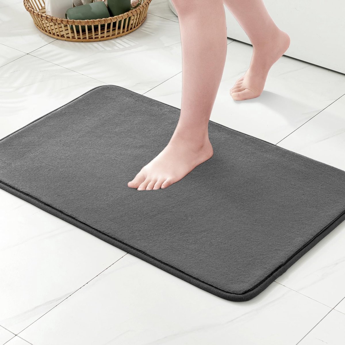 SnelShoppen - Memory Foam Badmat 40x60 cm, Donkergrijs, Absorberend, Antislip Douchemat voor Badkamer en Woonkamer