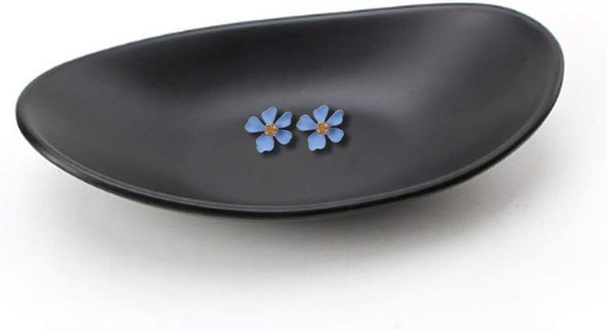SnelShoppen - Elegante Zwarte Ring & Sieraden Bowl - Ovalen Sleutelorganiser voor Entreehal - Decoratieve Schaal voor Badkamer, Keuken, Nachtkastje