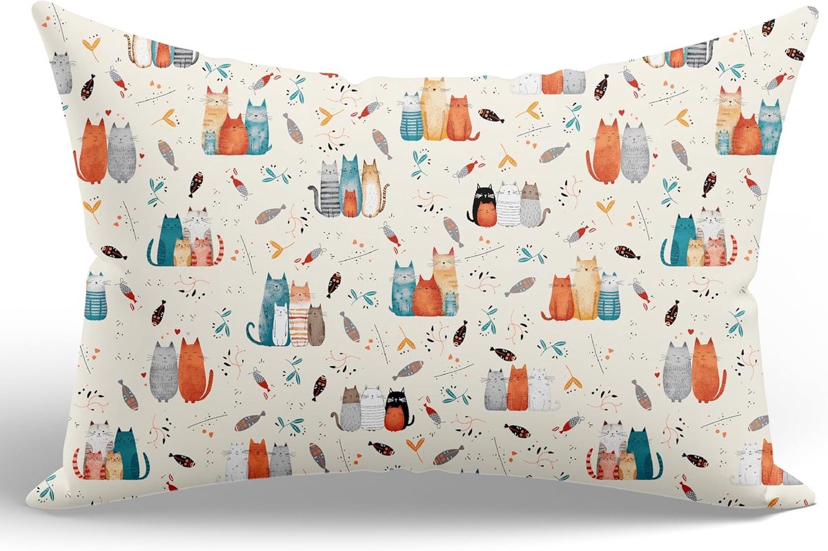 SnelShoppen - Kinderkussenhoes 80x80 cm, 100% Katoen, Dubbelzijdig, Oeko-Tex, Kleurige Motieven voor Jongens en Meisjes, Perfect voor Kinderkamer, Spe