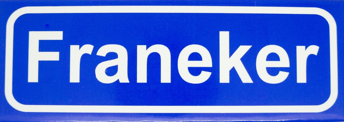 Souv© - koelkast magneet - plaatsnaam bord - kombord - souvenir - koelkastmagneetje - relatiegeschenk Franeker