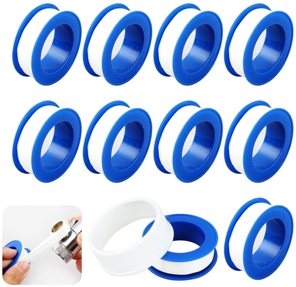 10 Rollen PTFE Teflon Tape 15mm x 10m voor Waterdichte Afdichtingen, Keuken en Industrie, Hoge Temperatuur en Corrosiebestendig