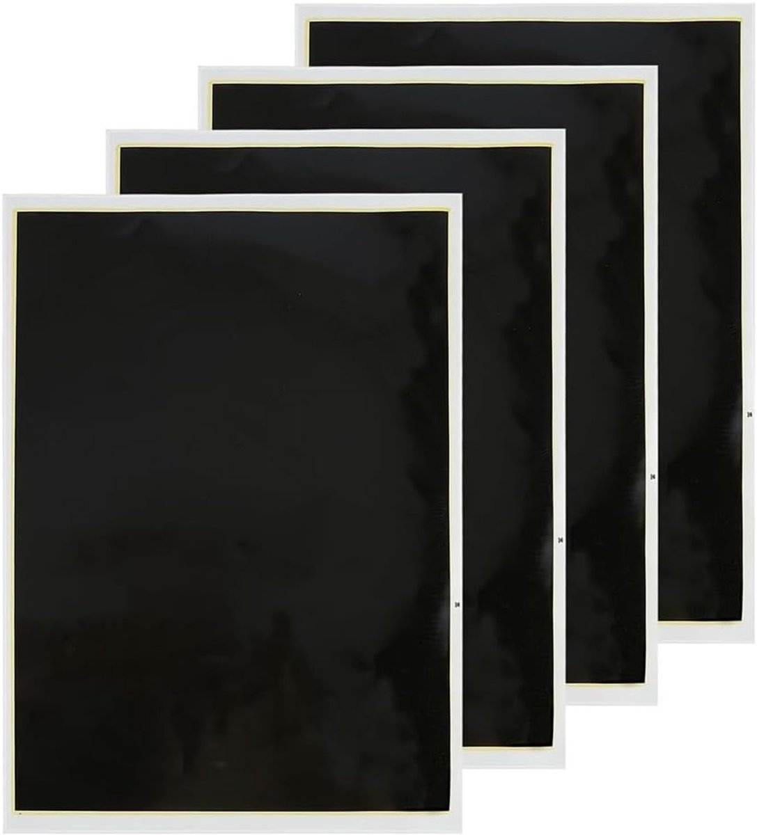 4 stuks zwart lasergraveermarkeerpapier 39 x 27 cm voor glas, metaal en keramiek, ideaal voor precisiegravures