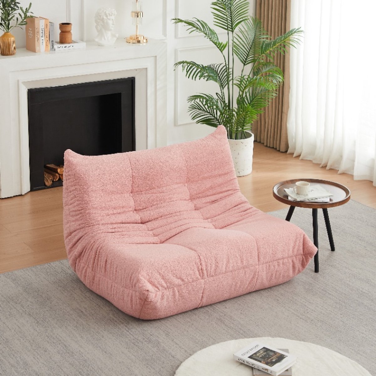 Fauteuil - 2-zitsbank - Relaxfauteuil - gestoffeerde bank - Zitzak stoel - Comfortabele TV-stoel - Leesstoel - Ergonomisch - Elastische spons - Modern design - Chenille - Roze