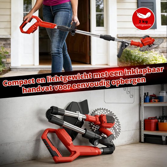 SNJY® Onkruidborstel Electrisch - Onkruidborstel Machine - Onkruidbrander - Onkruidverdelger - 100-140 cm Telescoopsteel - Zwart/Rood van SNJY — afbeelding 2