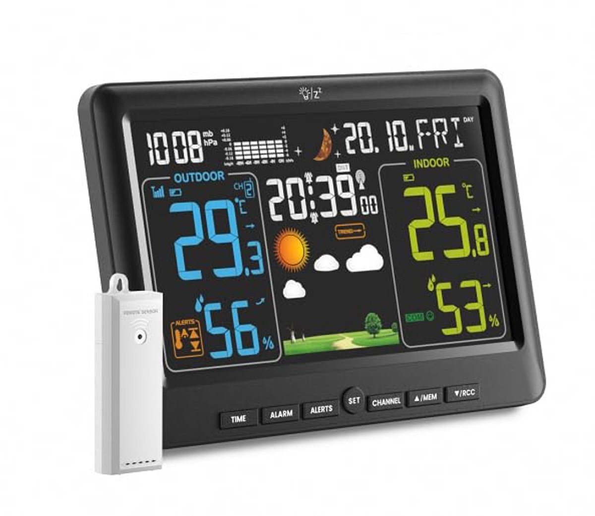 SnelShoppen - LIORQUE Meteo Station - Weerstation met Digitale Weergave, Temperatuur, Luchtvochtigheid, Barometer, Zwart - Ideaal voor Thuis, Tuin, Ca
