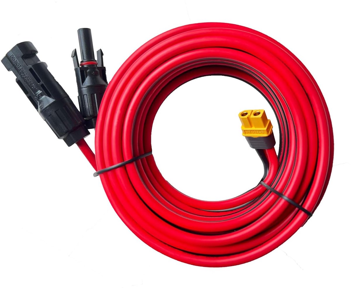 SnelShoppen - XT60 Solar Kabel Adapter 6 mm2, 5 Meter, Voor Ecoflow Bluetti Powerstation, Hoogwaardige 10 AWG Powerkabel, Geschikt voor 100W-400W Zonn