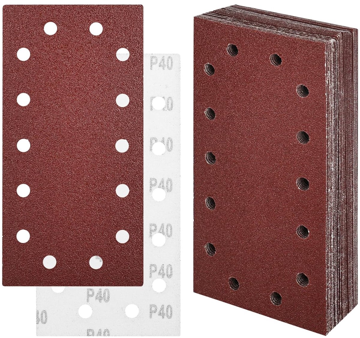SnelShoppen - 30-delige Schuurpapier Set 230 x 115 mm, Schuurpapier met Grit 40/60/80/120/240, 14 Gaten, Aluminium Oxide, Voor Orbitaal Schuren en Pol
