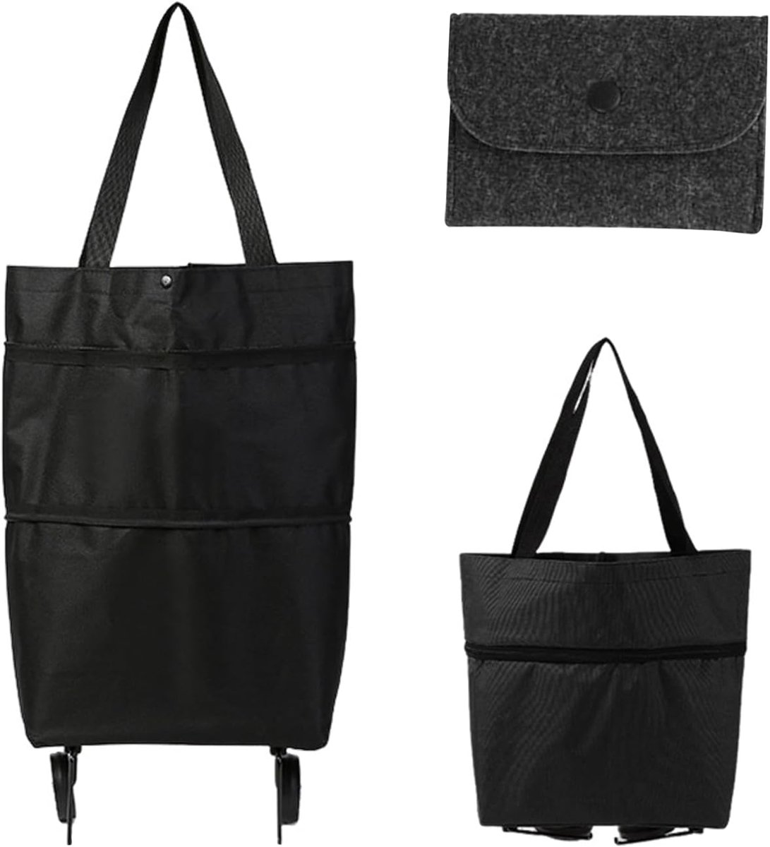 SnelShoppen - Vouwbare Shopping Bag Trolley met Wielen, Grote Capaciteit, Inclusief Muntentas, Ideaal voor Boodschappen, Vakantie en Dagelijks Gebruik