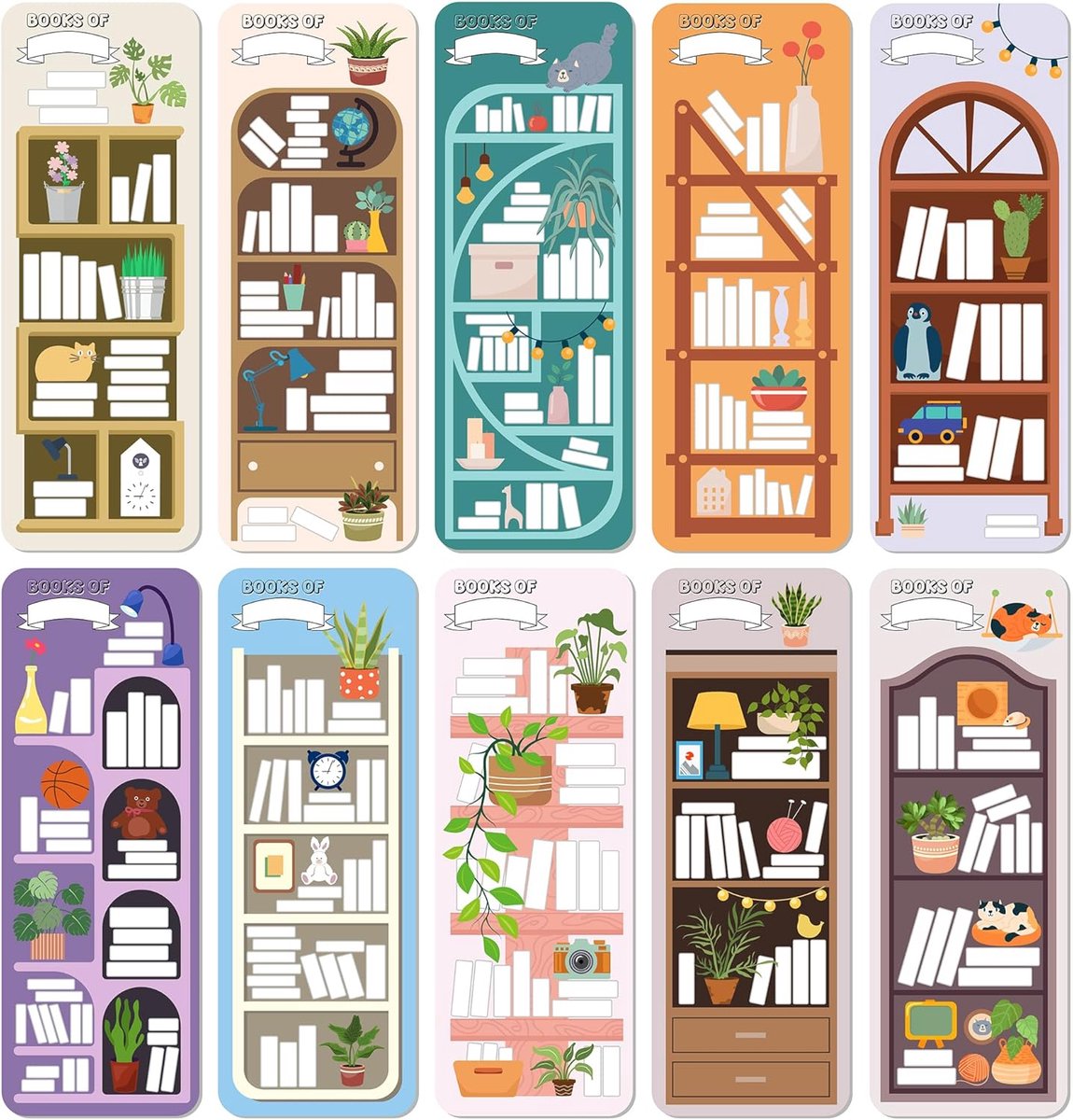 SnelShoppen - 30 Pcs Dubbelzijdige Boekenleggers Creatieve Leeslijst Kaarten voor Boekenliefhebbers, Kinderen en Volwassenen, Kleurrijke Ontwerpen, Id