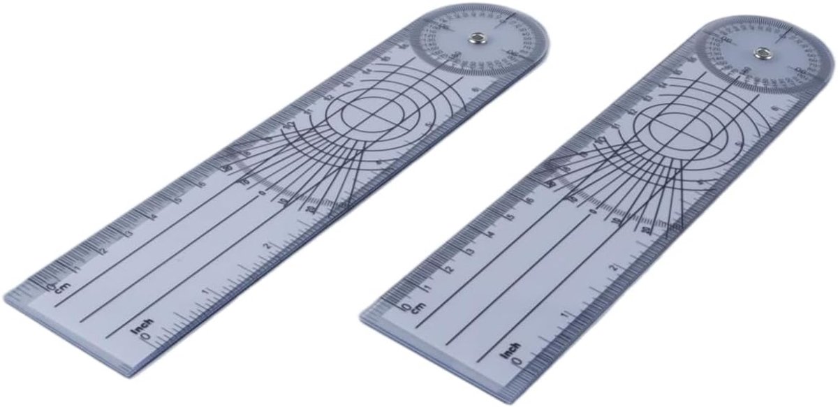 SnelShoppen - 2-pack 36 cm Goniometers 360° - Transparante Protractors voor Fysiotherapie, Sporttherapie en Thuisgebruik