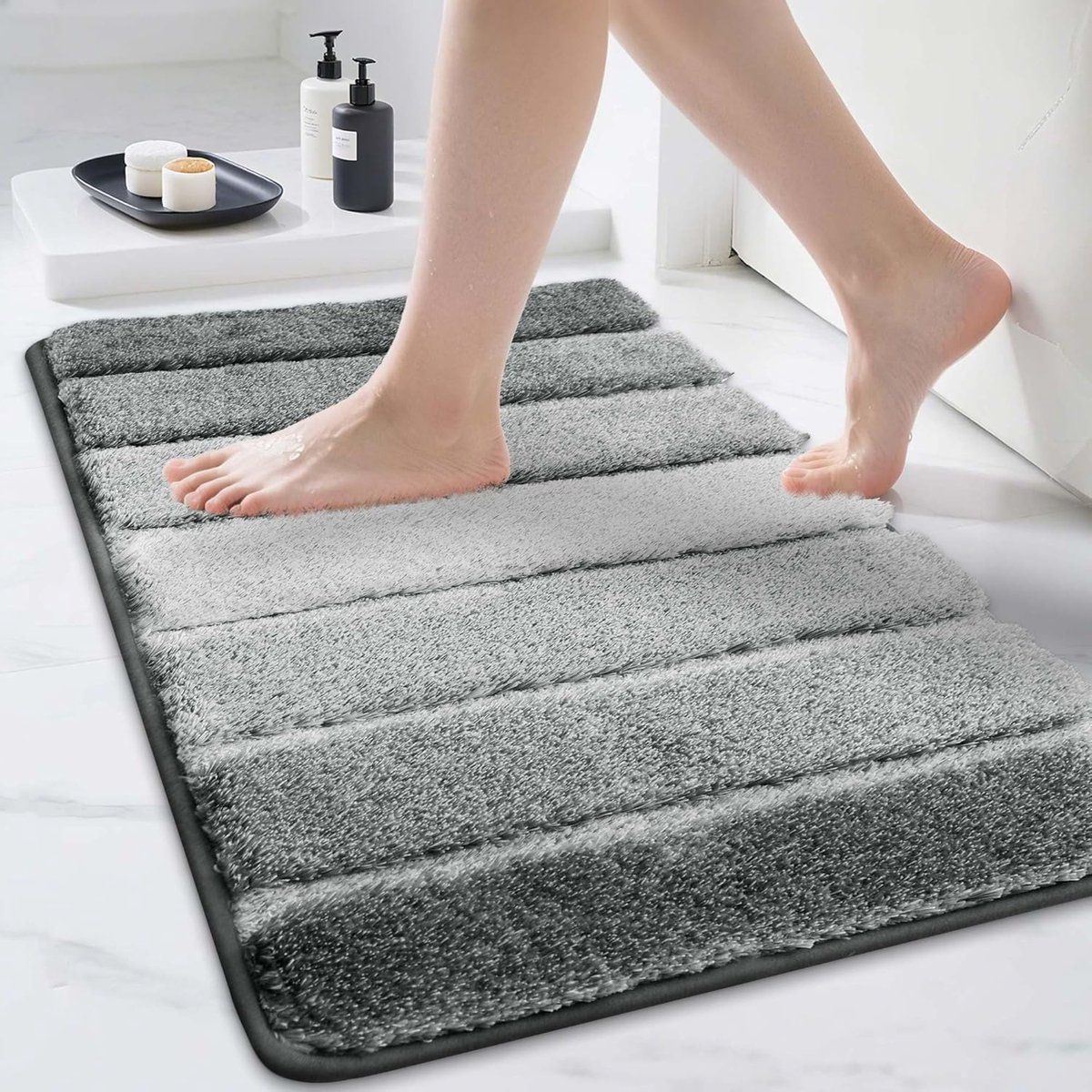 SnelShoppen - Cosy Homeer Badmat 50 x 80 cm - Grijze, Wasbare, Antislip Badkamer Mat - Ultra Waterabsorberend Douchematt - Perfect voor Badkamer, Douc