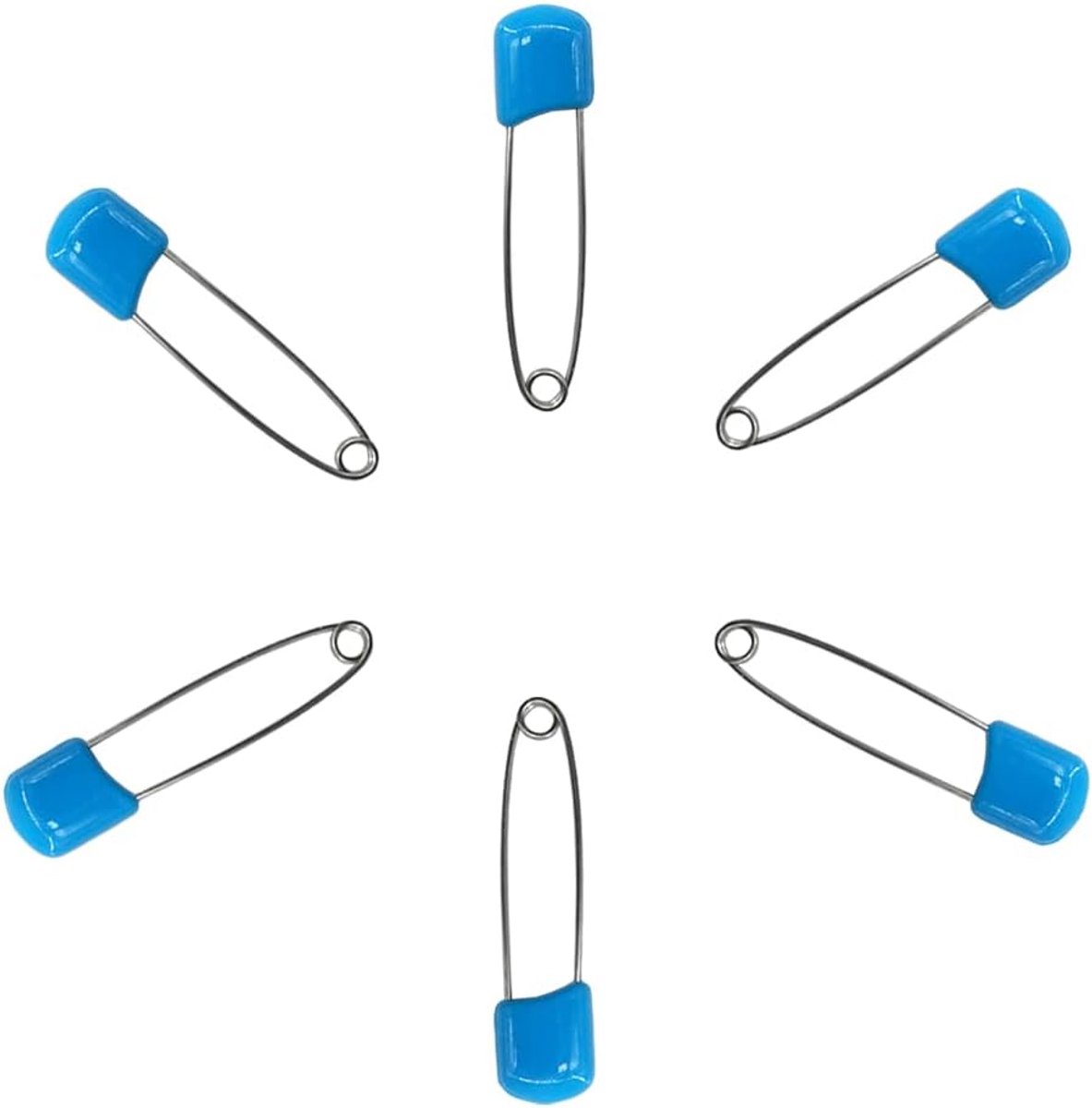 SnelShoppen - 50 Stuks Veiligheidsnaalden - 5.5cm Plastic Hoofd Diaper Pins met Sluitmechanisme - Blauw - Ideaal voor Baby Doeken, Kleding en Creatiev