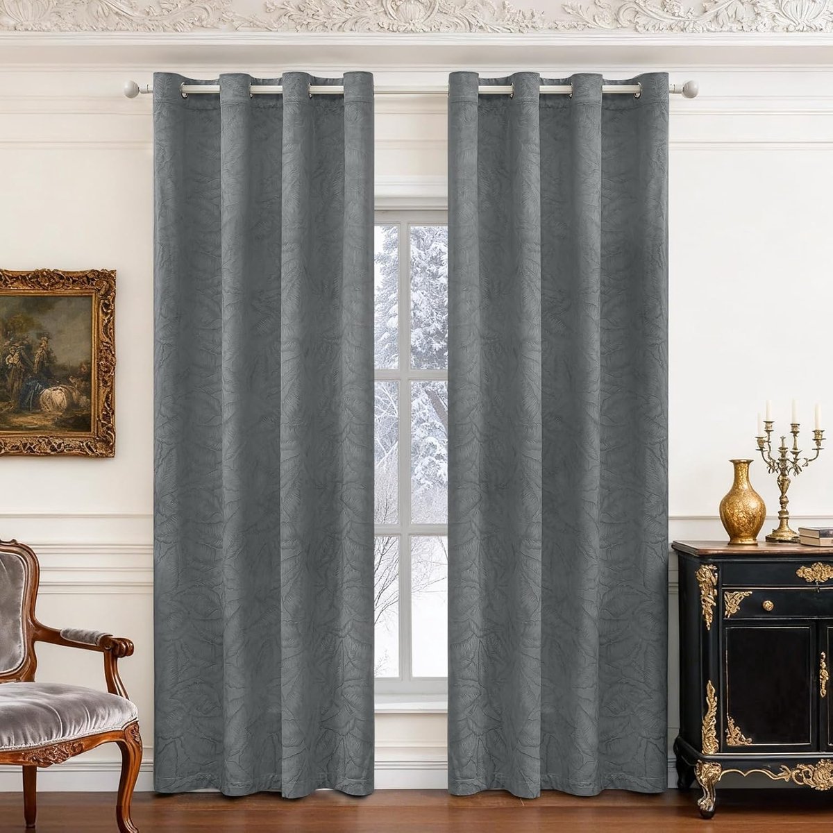 SnelShoppen - Velvet Blackout Gordijnen 2 Pack 140 x 260 CM Opaak Thermisch Voor Woonkamer Slaapkamer Met Eyelets Zwart