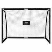 AJ-Sports Voetbaldoel met Doelwand - 180x120x60cm - Voetbalgoal - Goals - Voetbaltraining - Stalen buizen - 2 Schietgaten - Snelle montage - Zwart